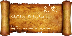 Köles Krisztina névjegykártya