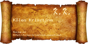 Köles Krisztina névjegykártya